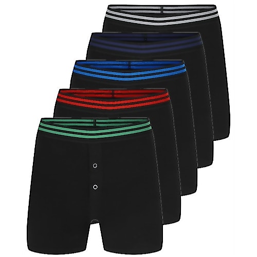 Bigdude 5 Pack Relaxed Fit Boxer Shorts Black